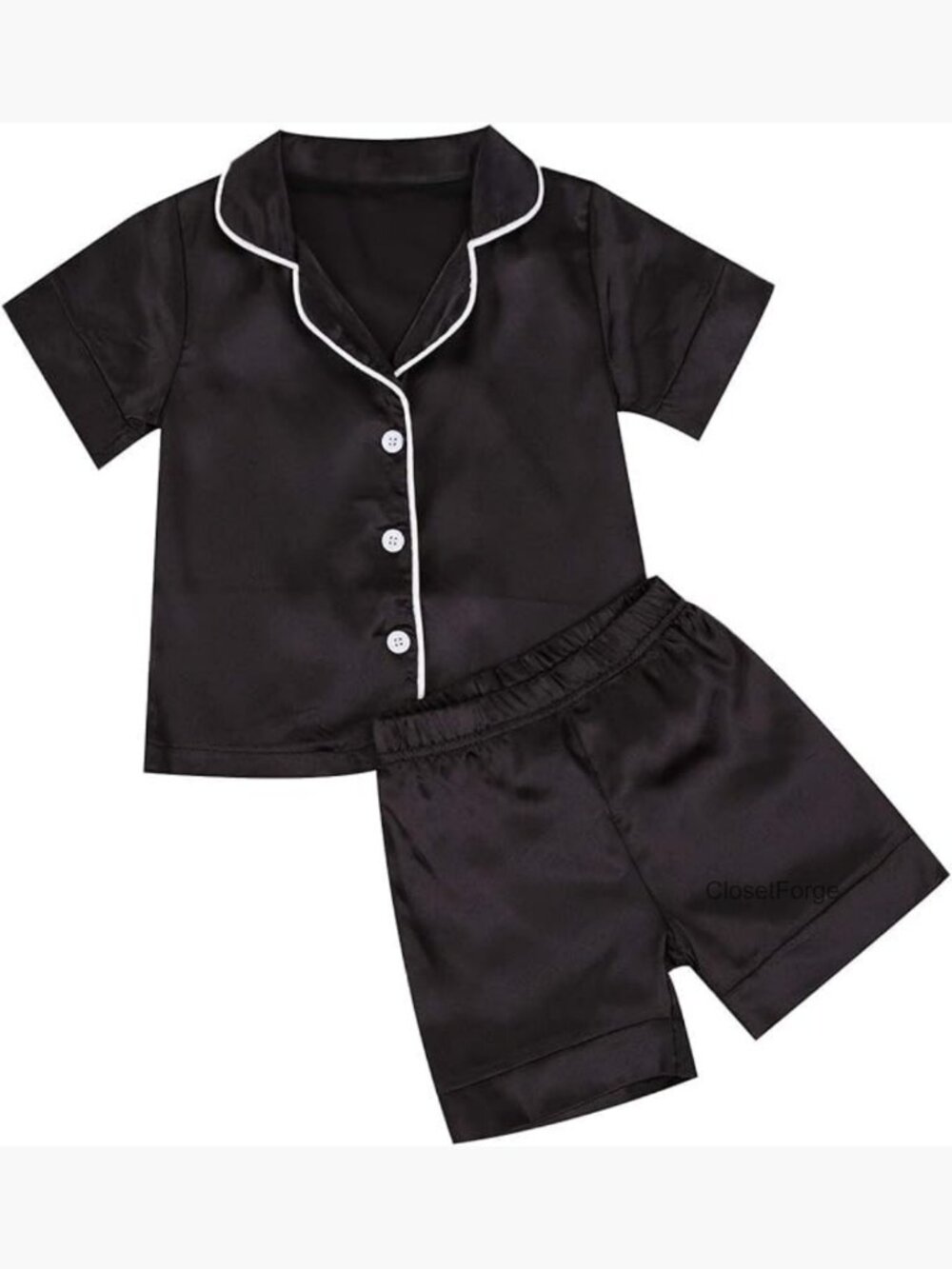 Baby Girls Boys Silk Pajamas Set Short Sleeve Button Down Tops Shorts Satin - Picture 1 of 6